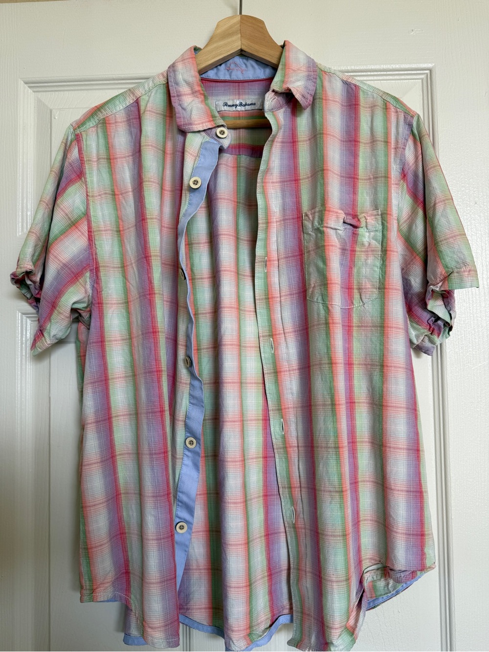 Lightweight Pastel Plaid Short-Sleeve Shirt - Multicolor